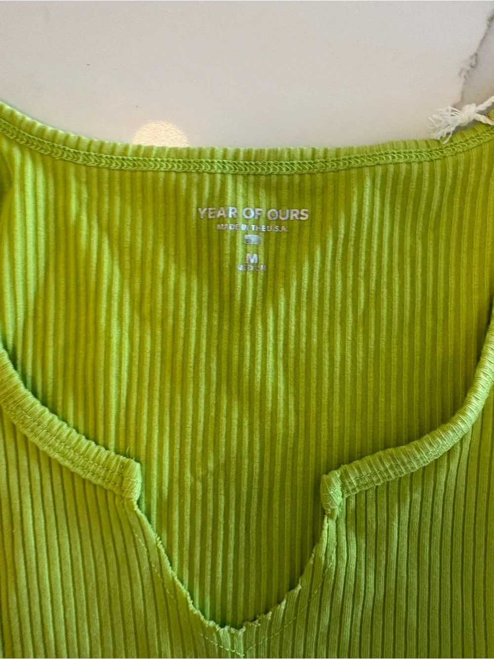 Year of Ours Neon Lime Ribbed V-Notch Crop Tank & matching leggings